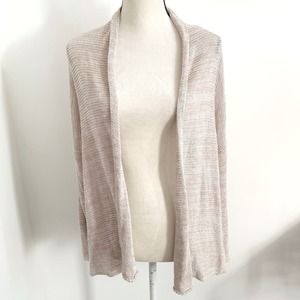 Eileen Fisher Organic Linen Open Front Cardigan Beige Light Tan Size M Neutral